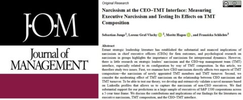 Zum Artikel "Neue Veröffentlichung zur Messung von Narzissmus bei Führungskräften im Journal of Management"